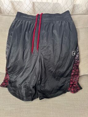 And1 Black Athletic Shorts with Red Accents